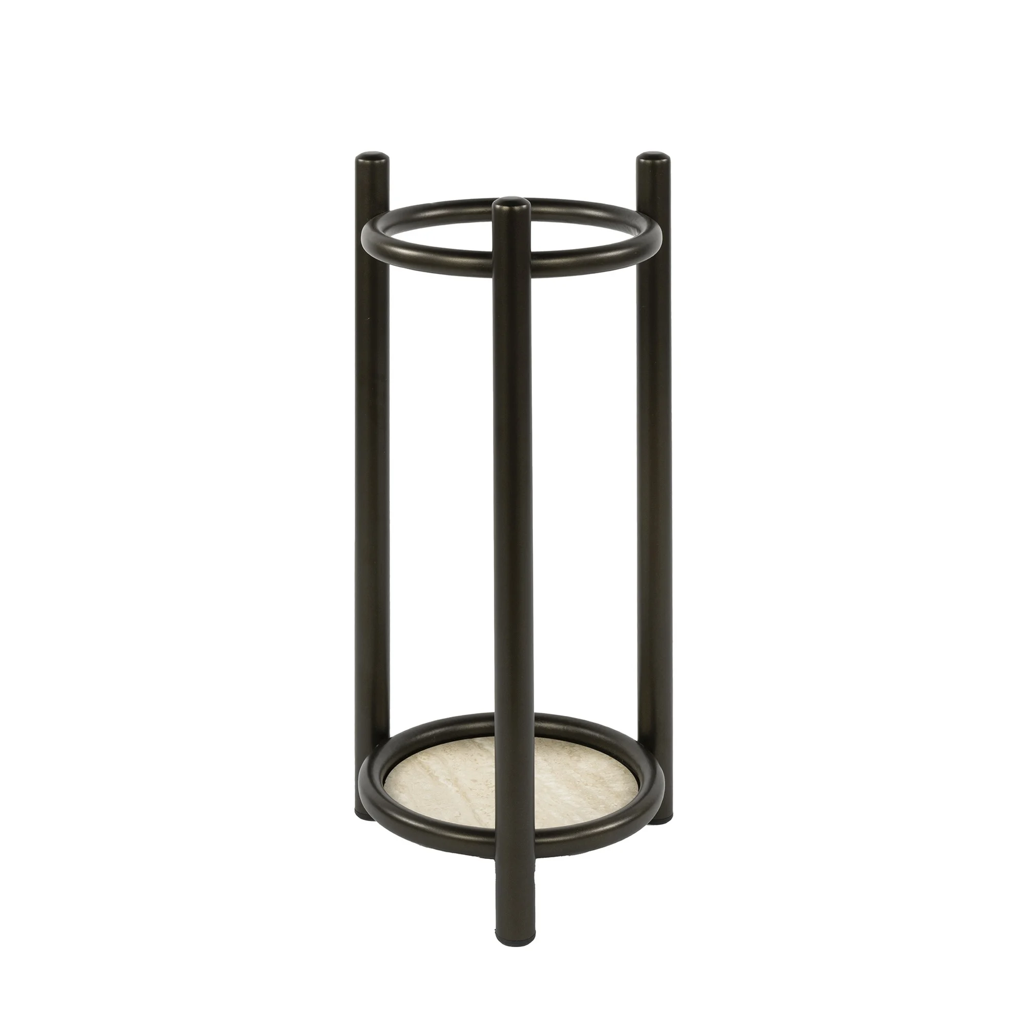 Schirmständer Onul aus Metall in Bronze mit Auffangschale - Feeling4Home