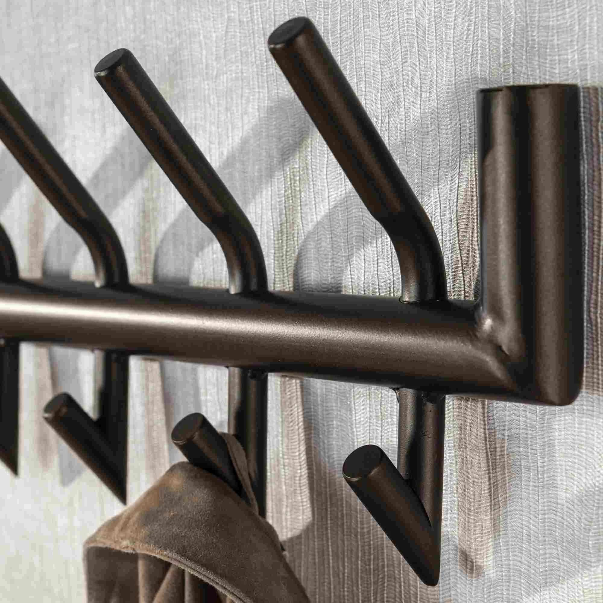 Wandgarderobe Obut Metall mit 16 Haken, Bronze/Drift Brown - Feeling4Home