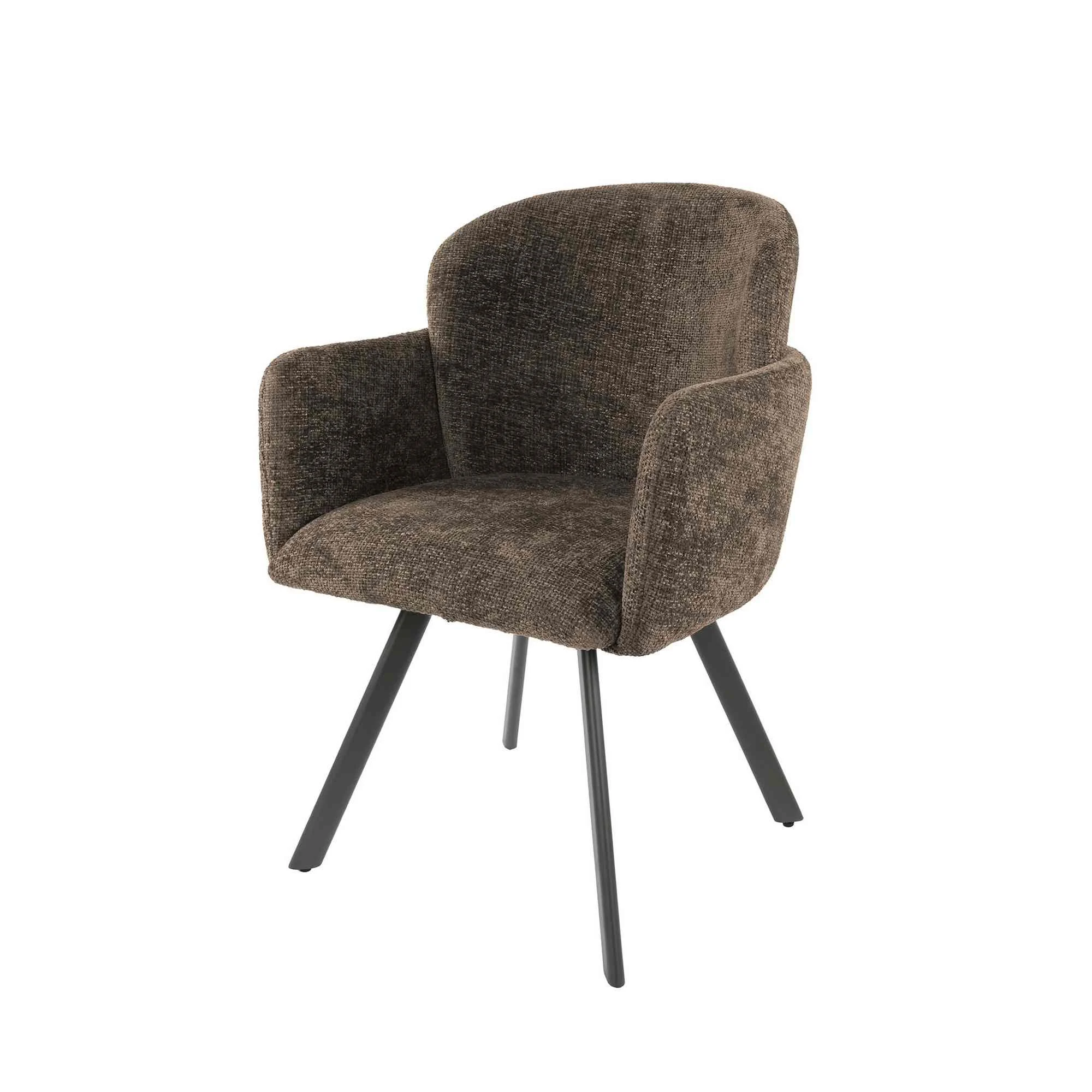 2er-Set Armstuhl Ecarm 360° drehbar mit Chenille-Bezug, Taupe