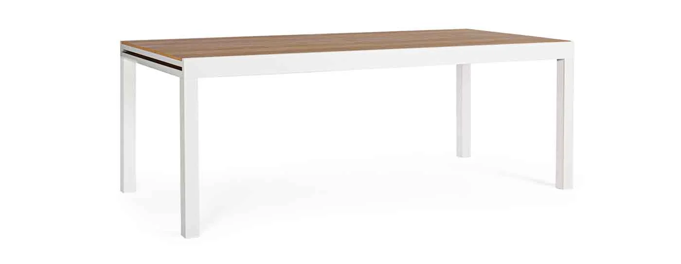 Gartentisch Elias ausziehbar, modernes Polywood-Design, weiß natur, für 8–10 Personen