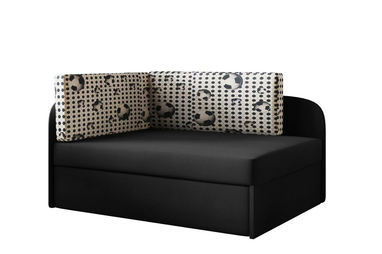 Kinderbett Kindersofa mit Schlaffunktion und Bettkasten, wachsendes Bett WINNIE Fußball - Jugendbett