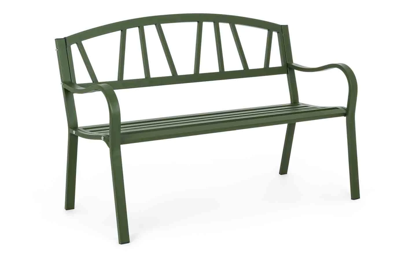 Gartenbank Janelle aus Stahl, klassisches Design, waldgrün, robust und pflegeleicht - Bizzotto