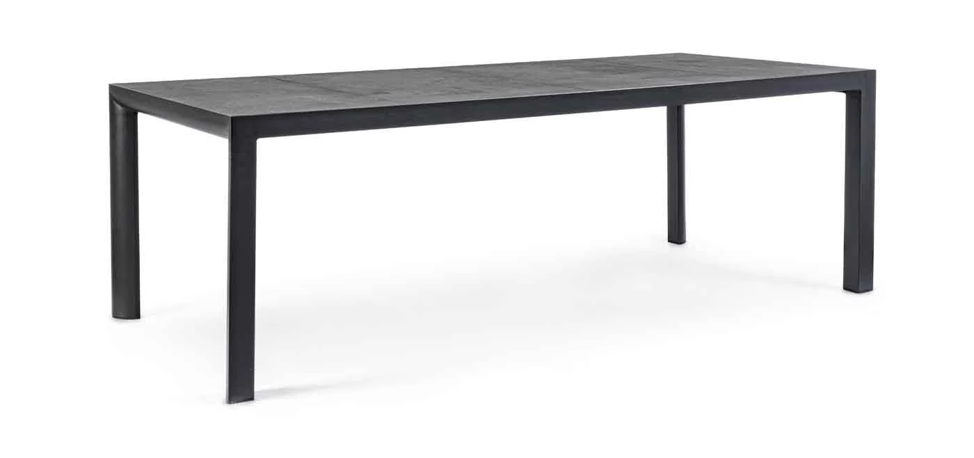 Gartentisch Mason aus Aluminium, modern rechteckig, anthrazit, für 6–8 Personen, 220x100 cm - Bizzotto