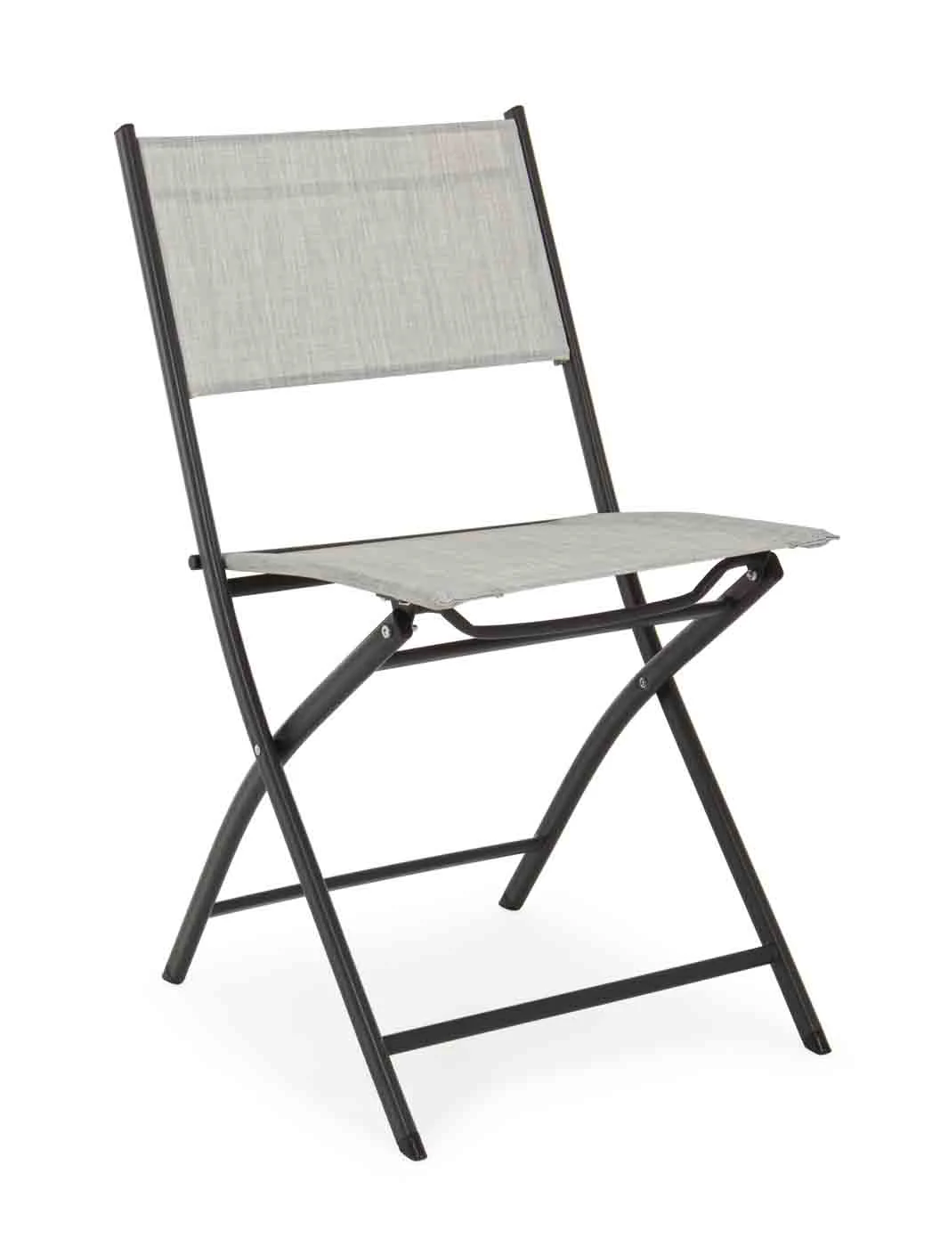 Gartenstuhl Martinez klappbar aus Metall und Textilene, modern, hellgrau, 4er-Set