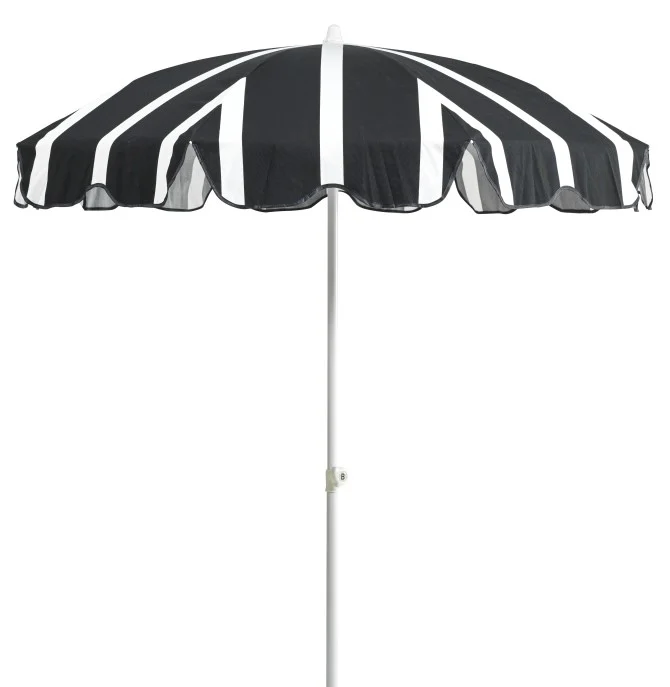 Sonnenschirm Follina aus robustem Polyester-Stoff, neigbar, Rund, Schwarz Weiß, für Outdoor