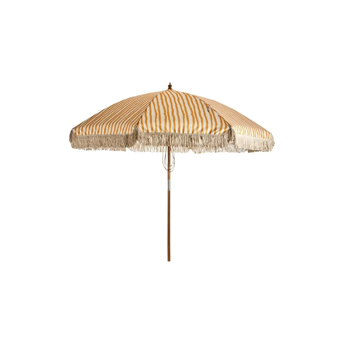 Sonnenschirm Gatsby aus Polycotton und Buchenholz, klappbar, rund, gelb weiß, Ø 256 cm - Brafab