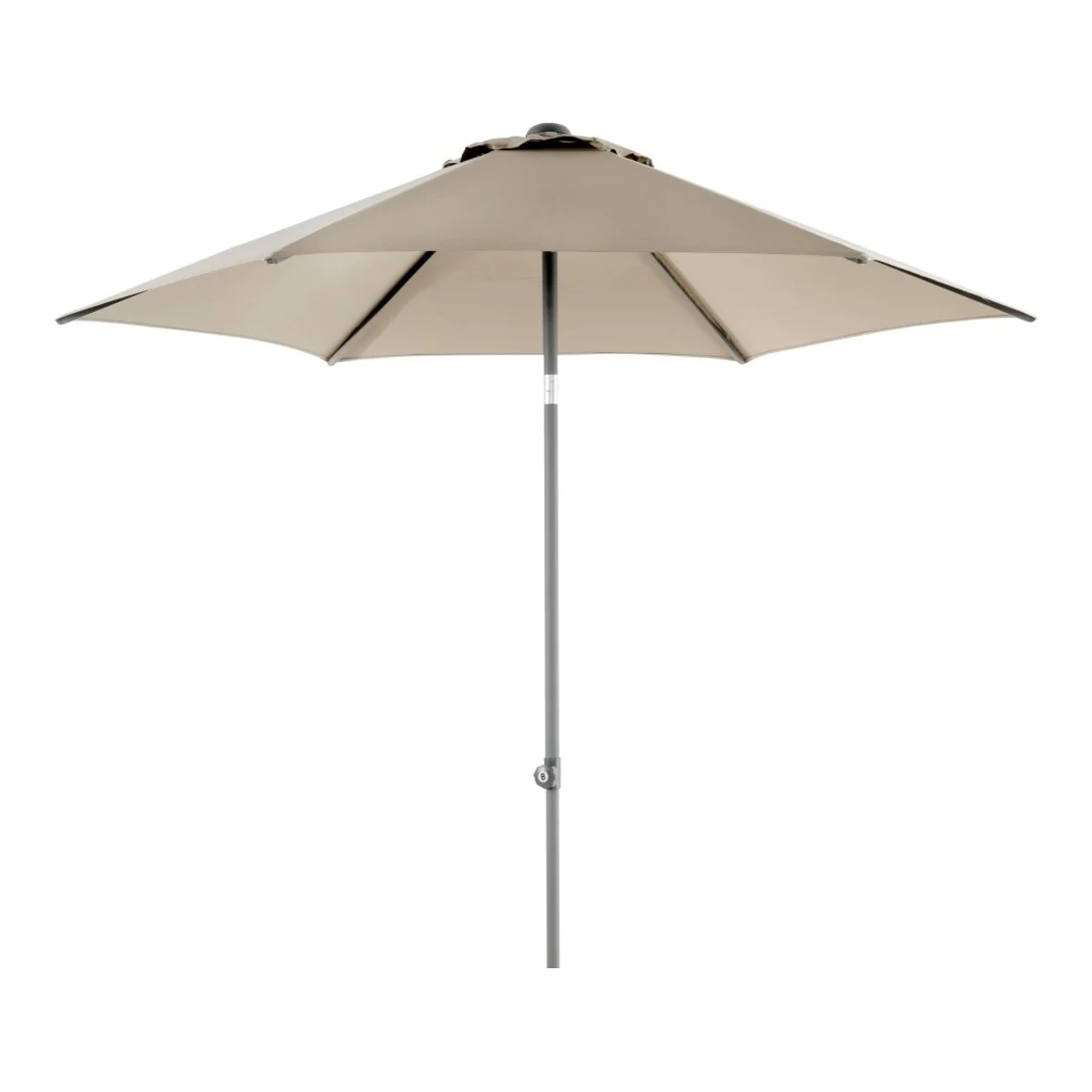 Sonnenschirm Poppi aus Aluminium, neigbar mit winddichtem Kamin, rund in Taupe, Ø250 cm - Brafab
