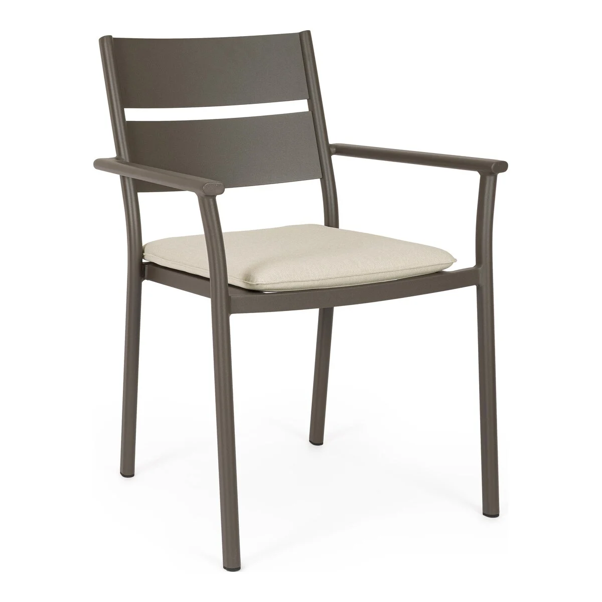 4er-Set Gartenstuhl Molokai - Aluminium Kakaobraun, Olefin, mit Armlehnen, stapelbar