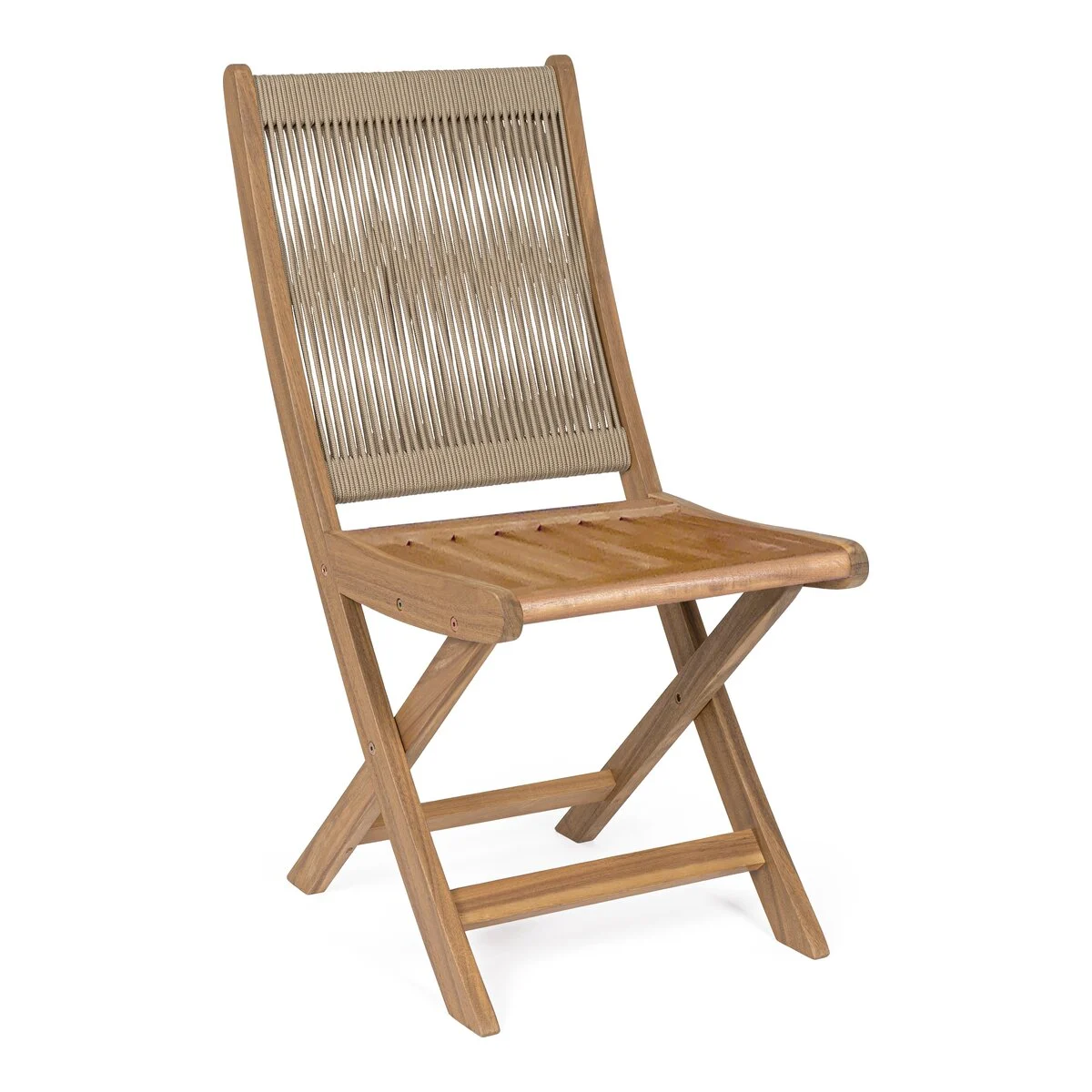 2er-Set Klappstuhl Danubio - Akazienholz Natur, Geflecht Taupe