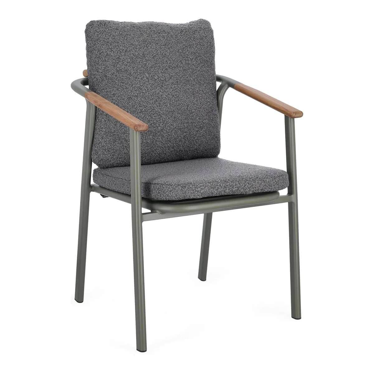 4er-Set Gartenstuhl Leonida - Aluminium Grün, Olefin-Stoff Anthrazit, mit Armlehnen