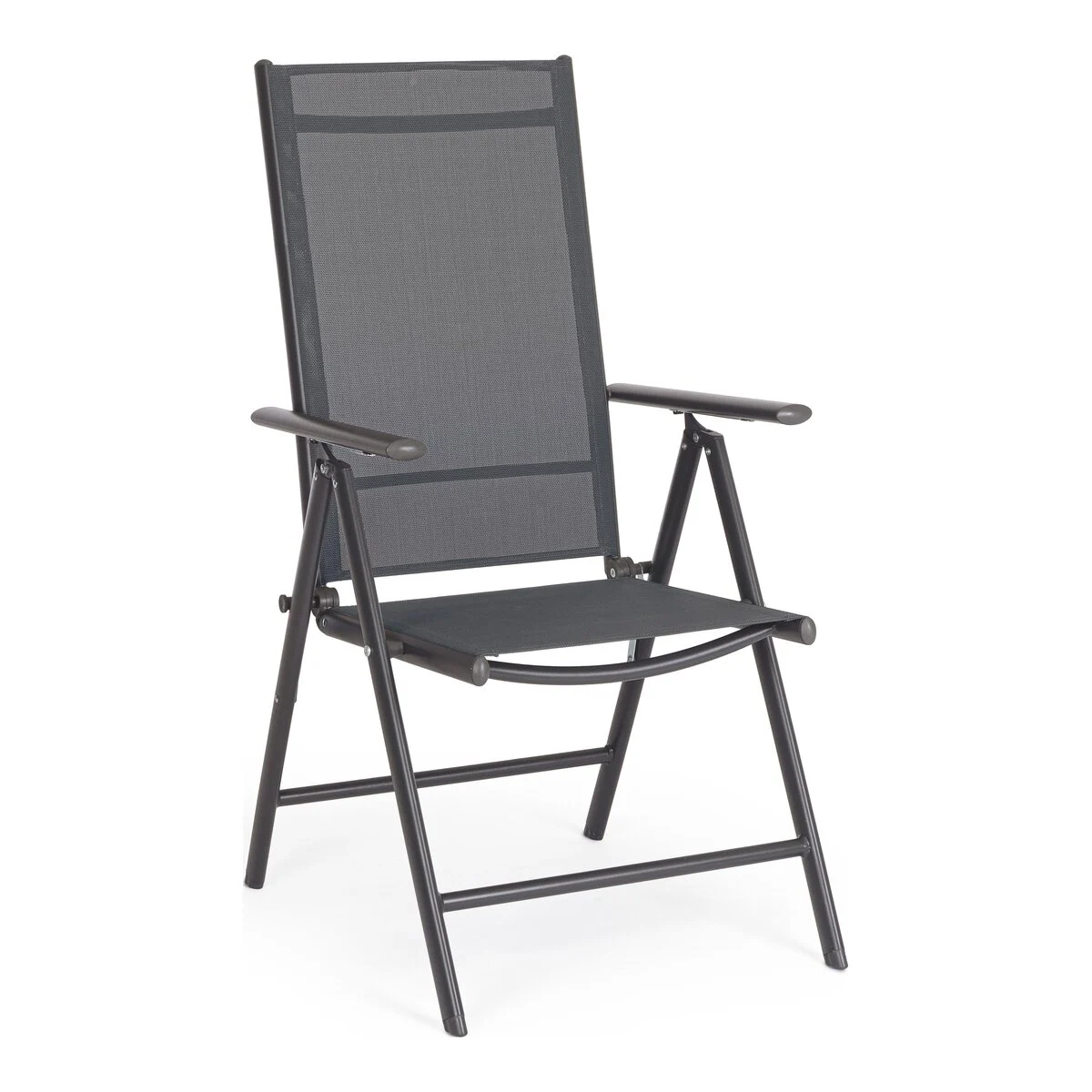 2er-Set Gartenstuhl Michigan - Aluminium & Textilene, Anthrazit, mit Armlehnen