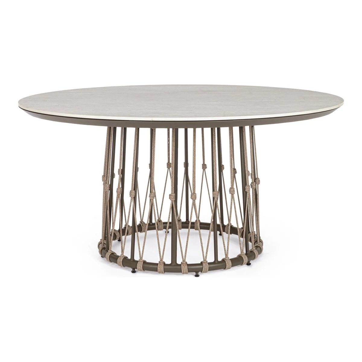 Gartenesstisch Lanai - Aluminium & Stein, Ø 150 cm, Kakaobraun