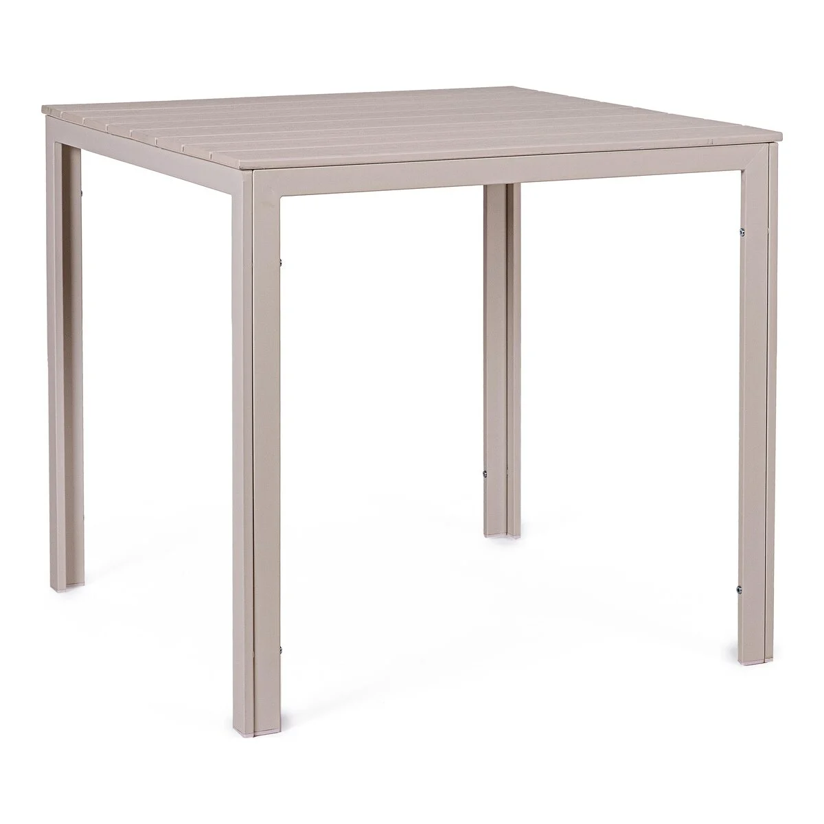 Gartenesstisch Sarita - Metall & Kunststoffplatte, 78 x 78 cm, Taupe