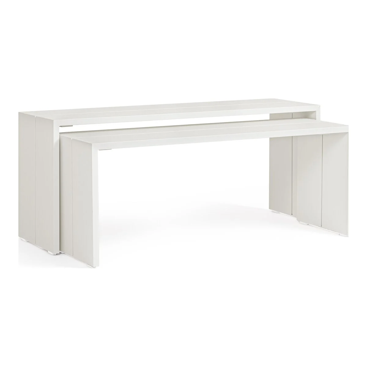 2er-Set Gartencouchtisch Piper - Aluminium, 98 / 104 cm, Weiß
