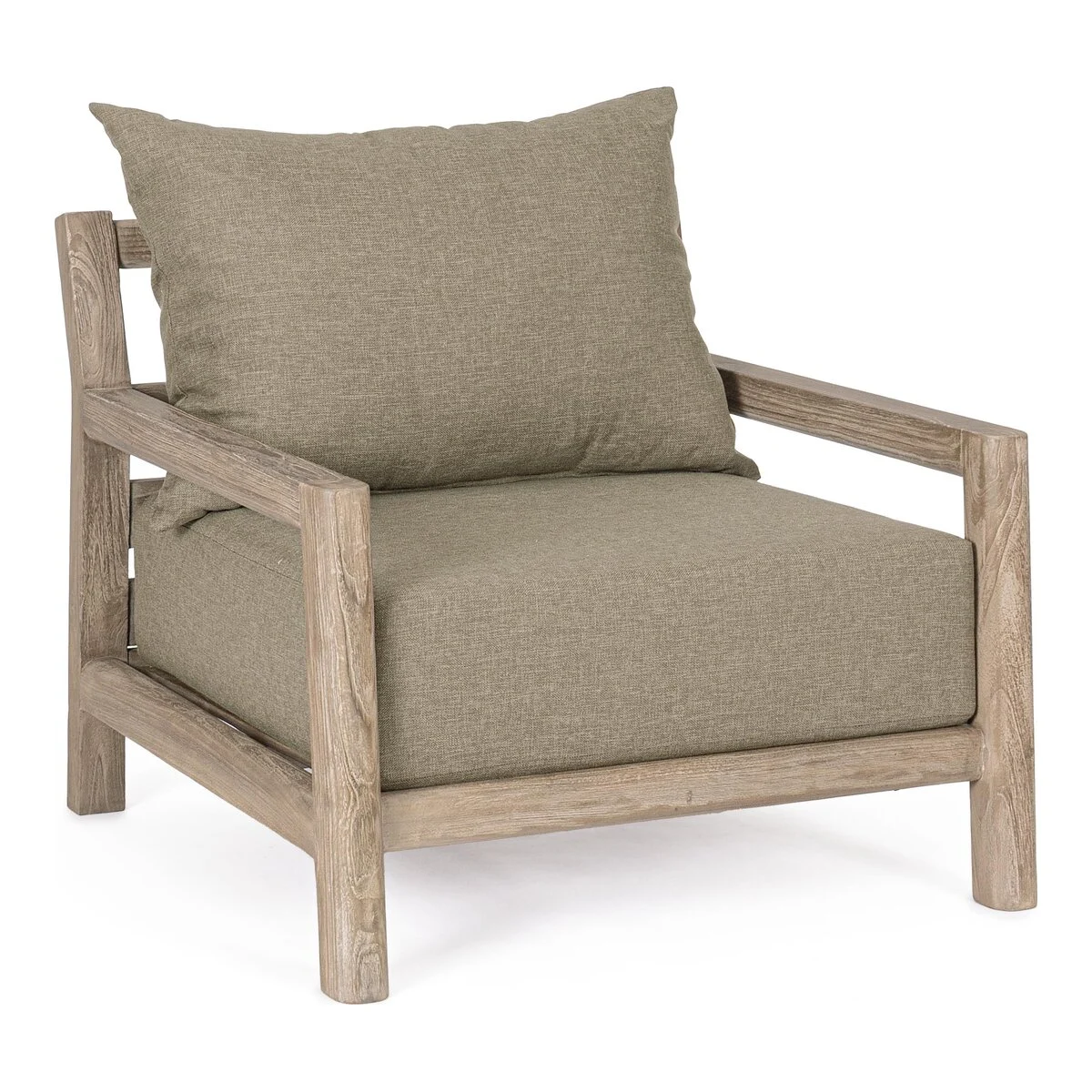 Gartensessel Maynard - recyceltes Teakholz Braun, Olefin-Stoff Grün