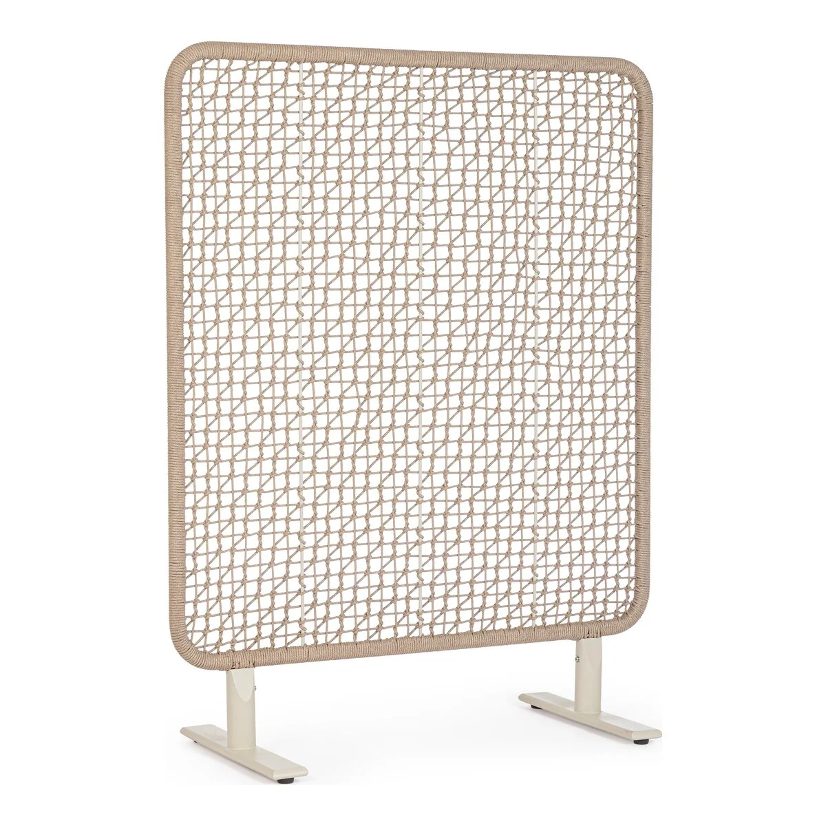 Paravent Babilo - Aluminium Pelikan, Olefin-Seilgeflecht Beige, 120x150 cm