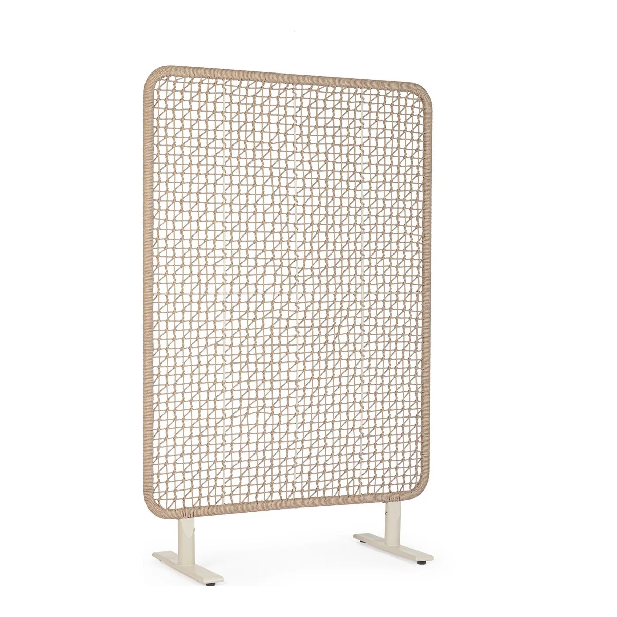 Paravent Babilo - Aluminium Pelikan, Olefin-Seilgeflecht Beige, 120x180 cm