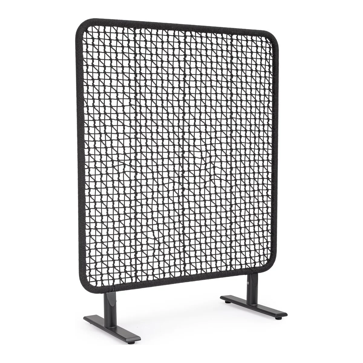 Paravent Babilo - Aluminium Anthrazit, Olefin-Seilgeflecht Schwarz, 120x150 cm