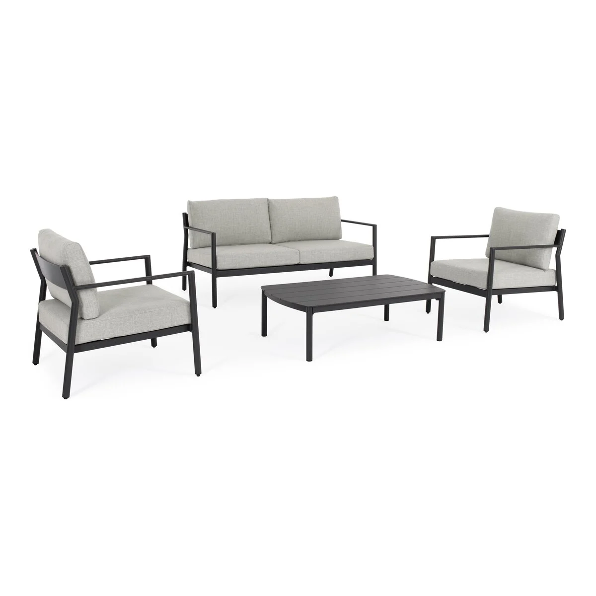 4er Garten-Set Sirius - Aluminium Anthrazit & Polyester-Stoff Grau