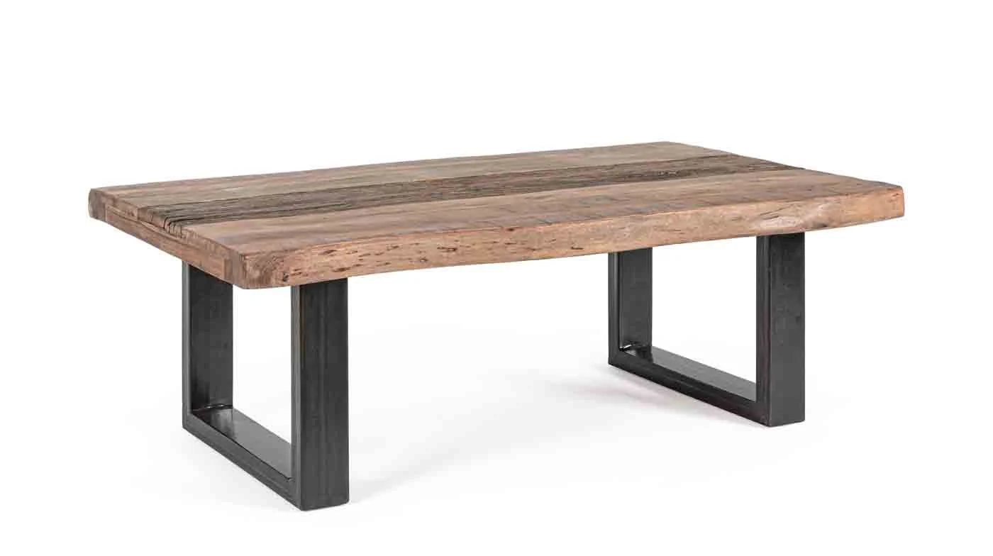 Couchtisch Nottingham aus Akazienholz, modernes Massivholz-Design, natur, U-Gestell schwarz