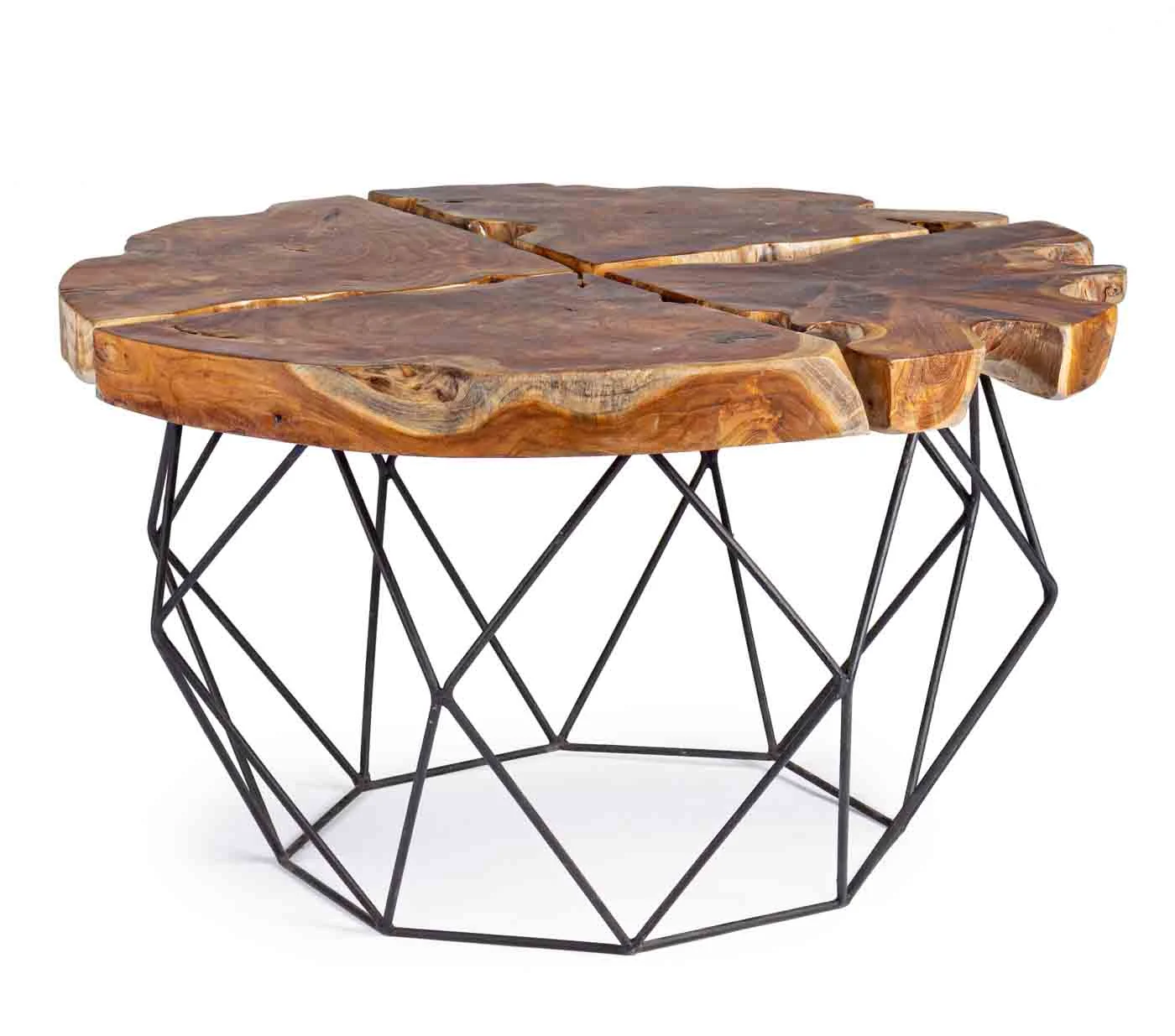 Couchtisch Adanya aus Teakholz, rundes Design, modern, Natur, einzigartiges Unikat Ø80 cm - Bizzotto