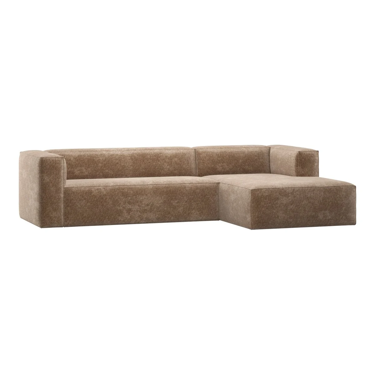 Ecksofa Bean - Chenille-Samt Taupe, Rechts