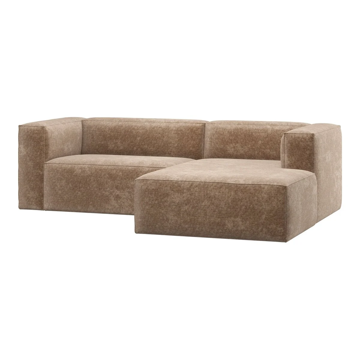 Ecksofa Chaiselongue Bean - Chenille-Samt Taupe, Rechts