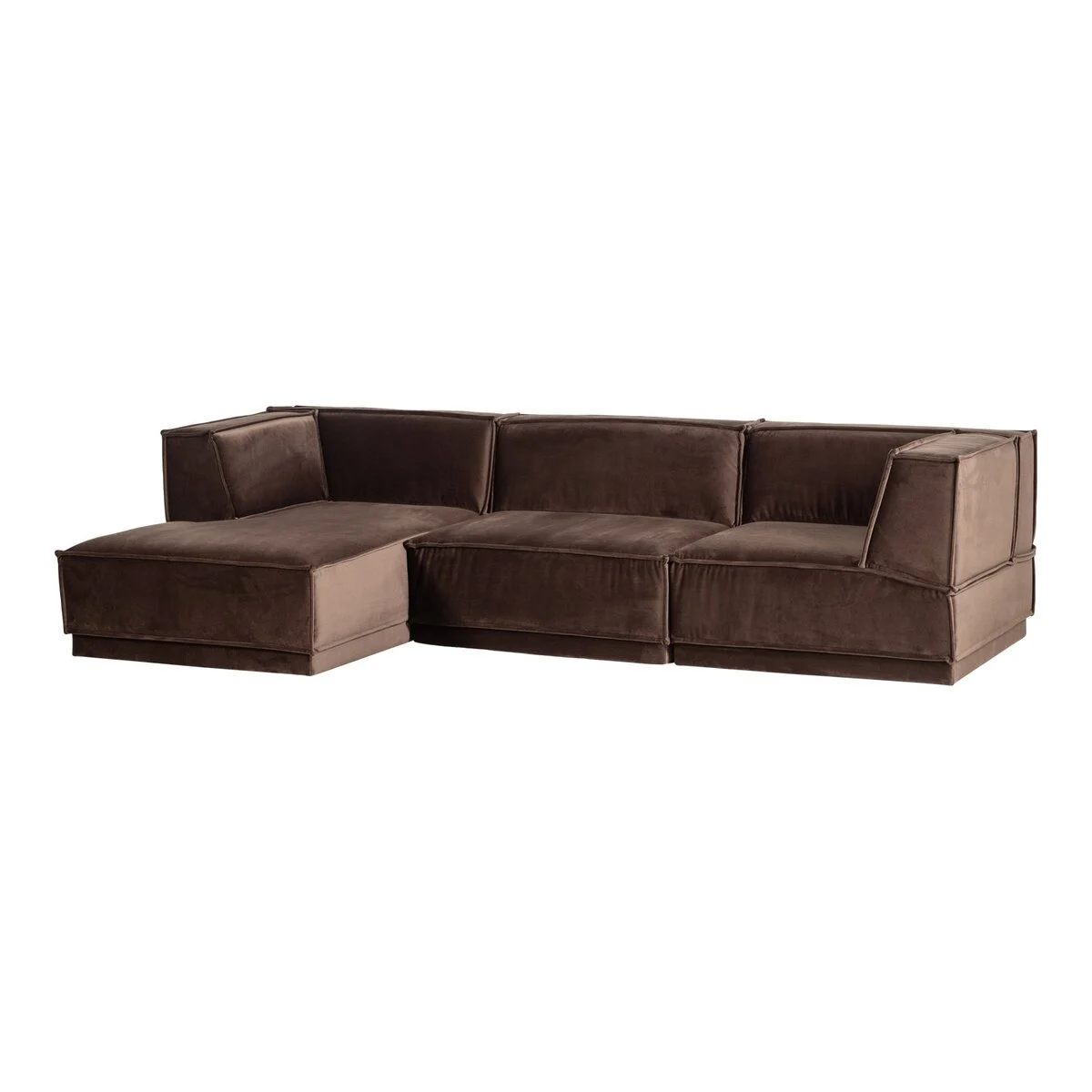 Ecksofa Chaiselongue Manu - Samt Braun, Links