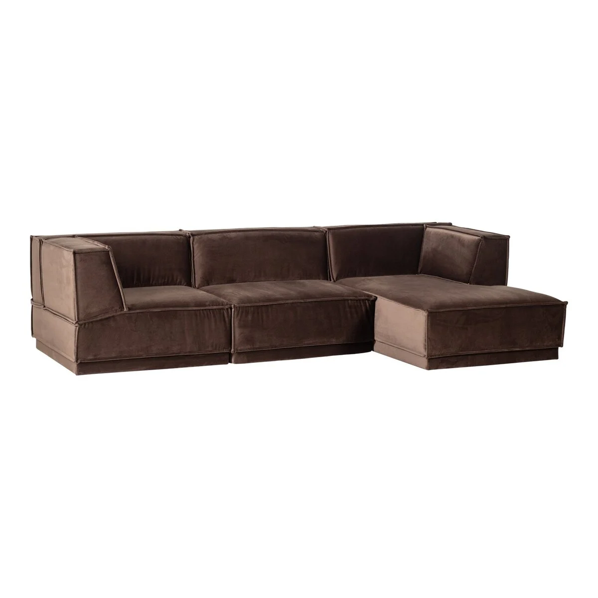 Ecksofa Chaiselongue Manu - Samt Braun, Rechts