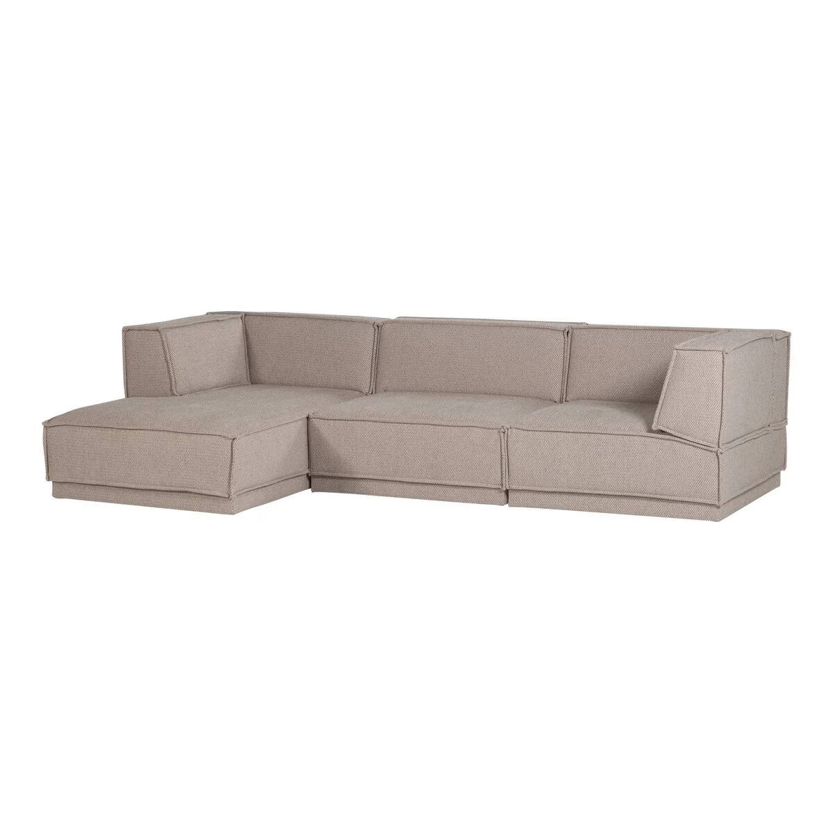 Ecksofa Chaiselongue Manu - Chenille-Stoff Natur, Links