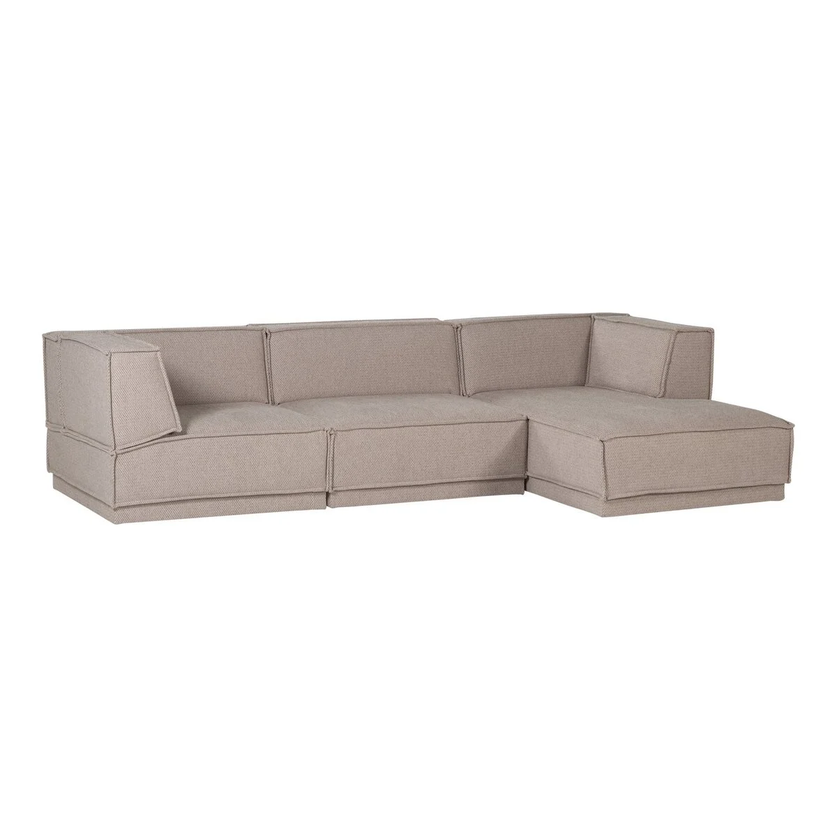 Ecksofa Chaiselongue Manu - Chenille-Stoff Natur, Rechts