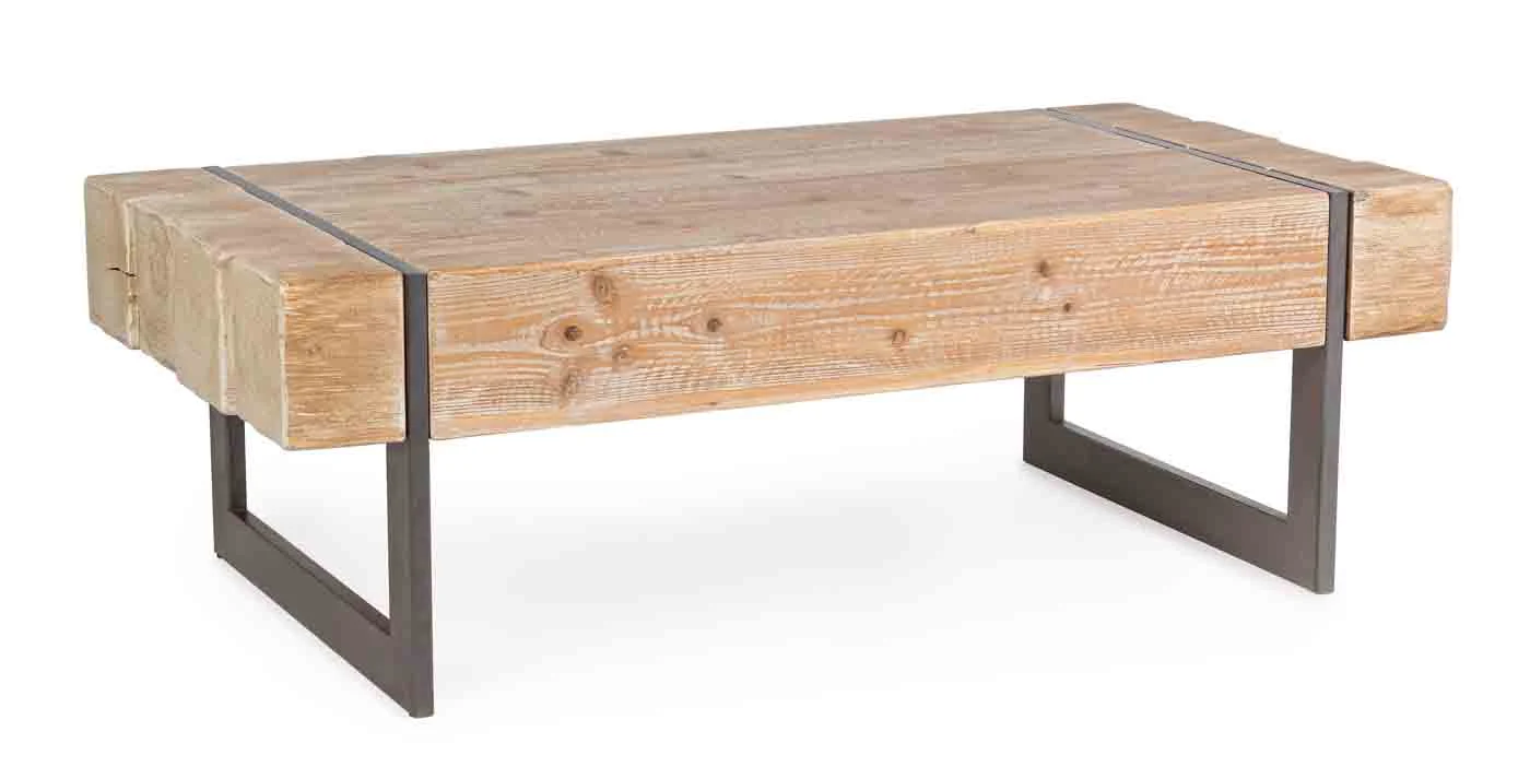 Couchtisch Garrett aus Tannenholz, klassisch-massiv, rechteckig, natur, Gestell anthrazit, 120x60 cm