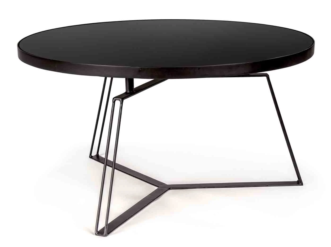 Beistelltisch Zaira aus Stahl und Glas, modern rund, schwarz, Ø 70 cm, für Dein Zuhause - Bizzotto