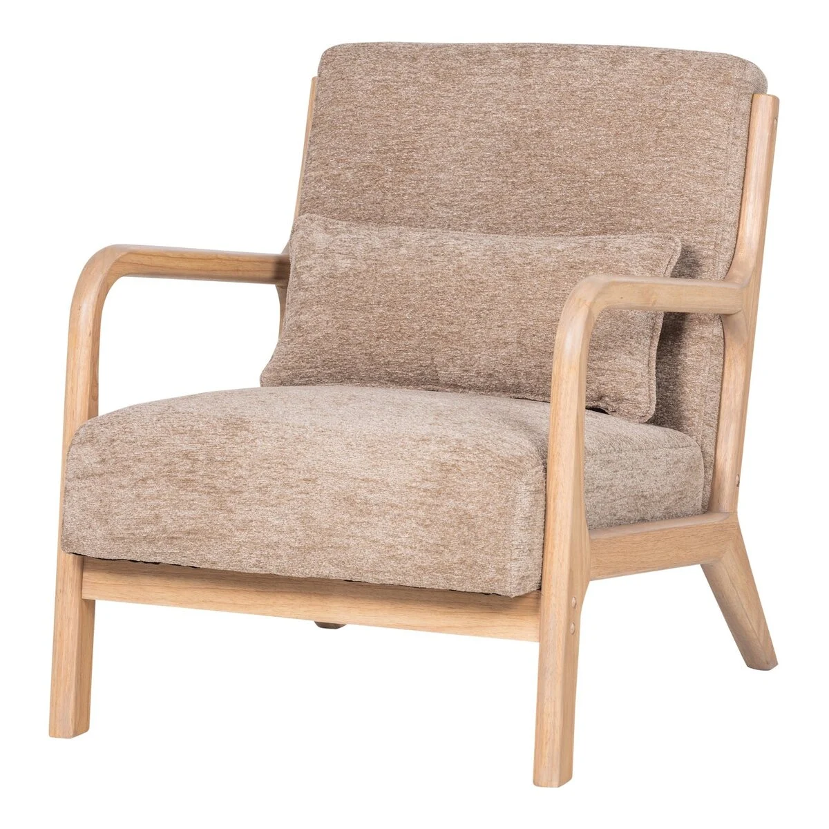 Sessel Mark - Chenille-Stoff Sand, Gestell Natur