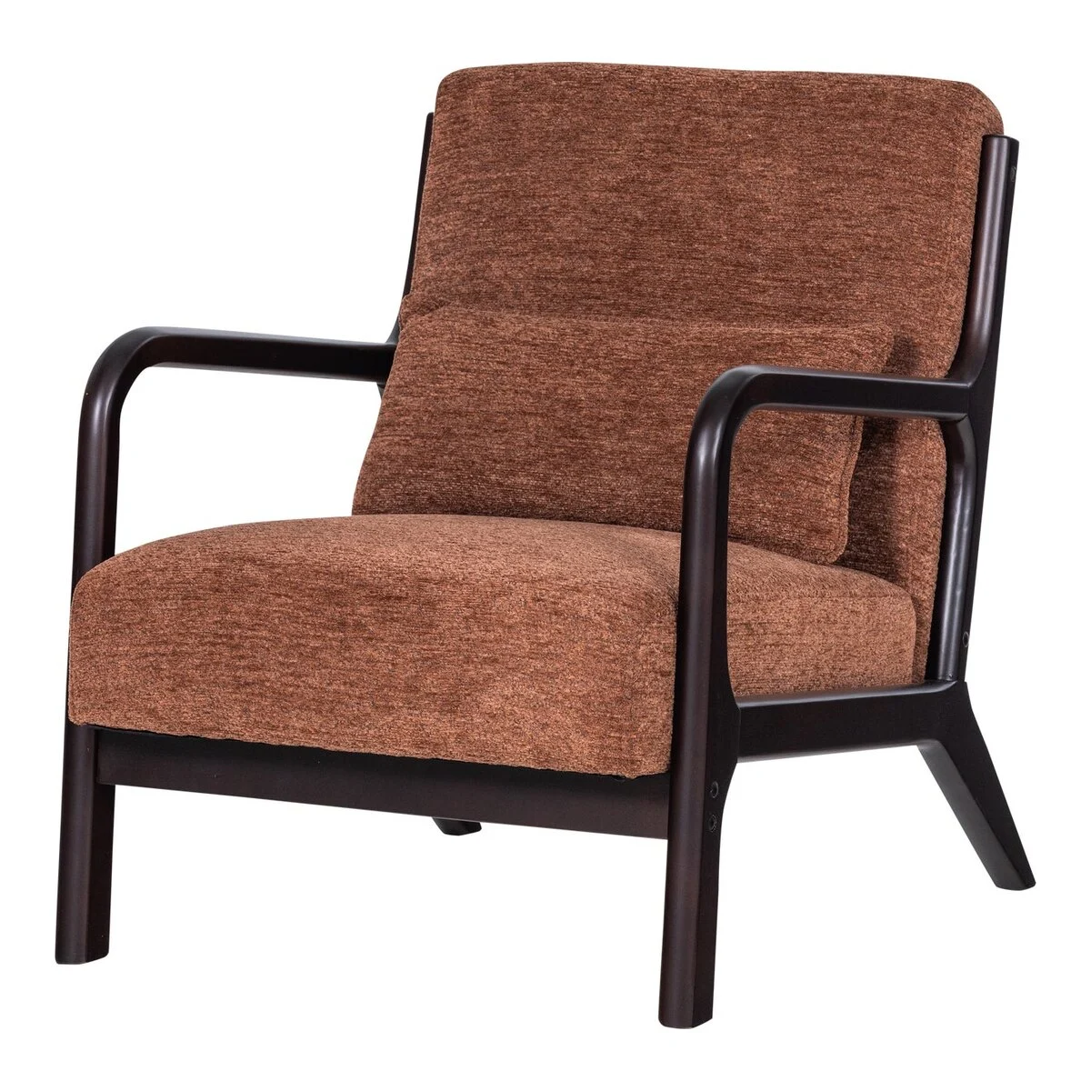 Sessel Mark - Chenille-Stoff Braun, Gestell Dunkelbraun