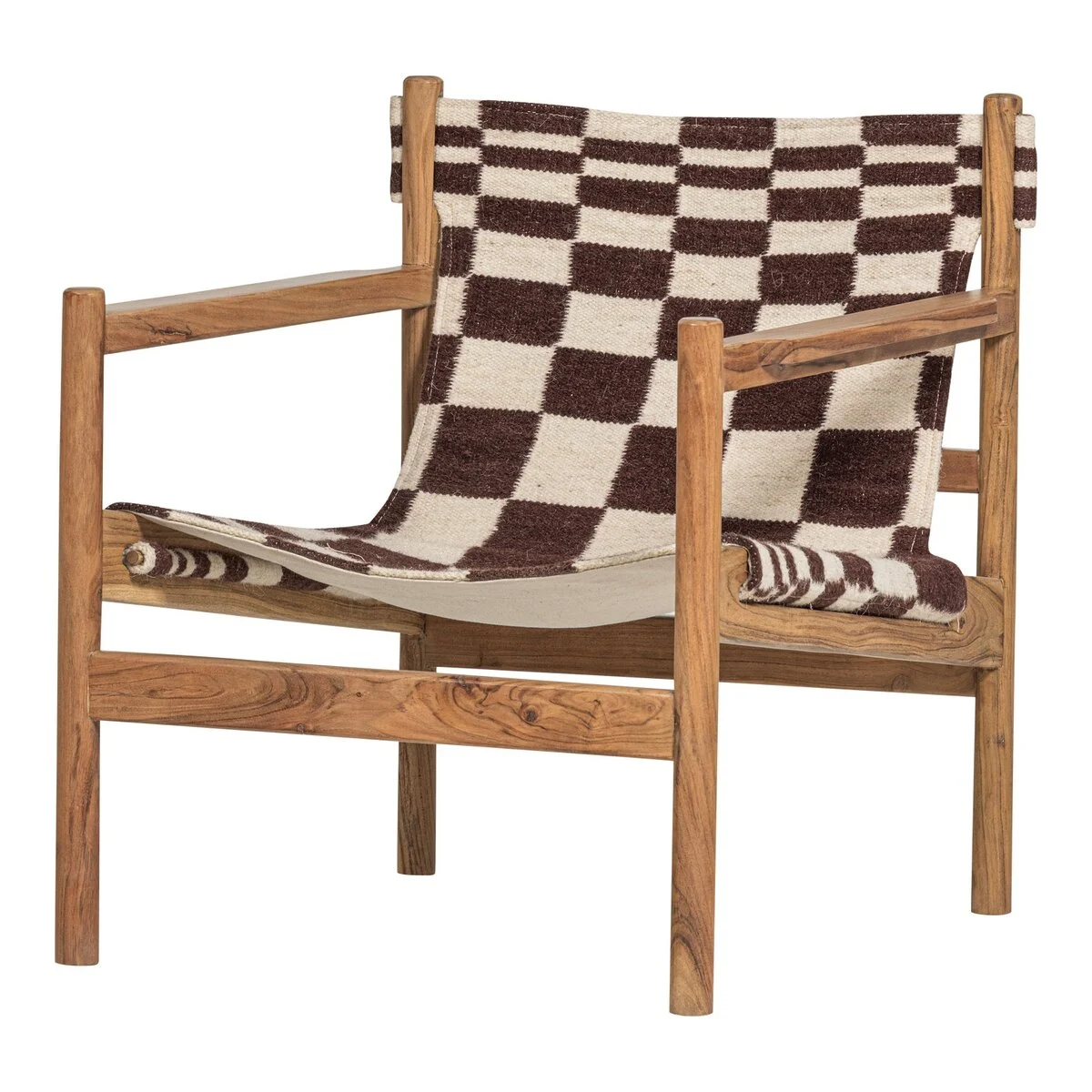 Sessel Zano - Akazienholz Natur, Kelim-Sitzfläche Braun