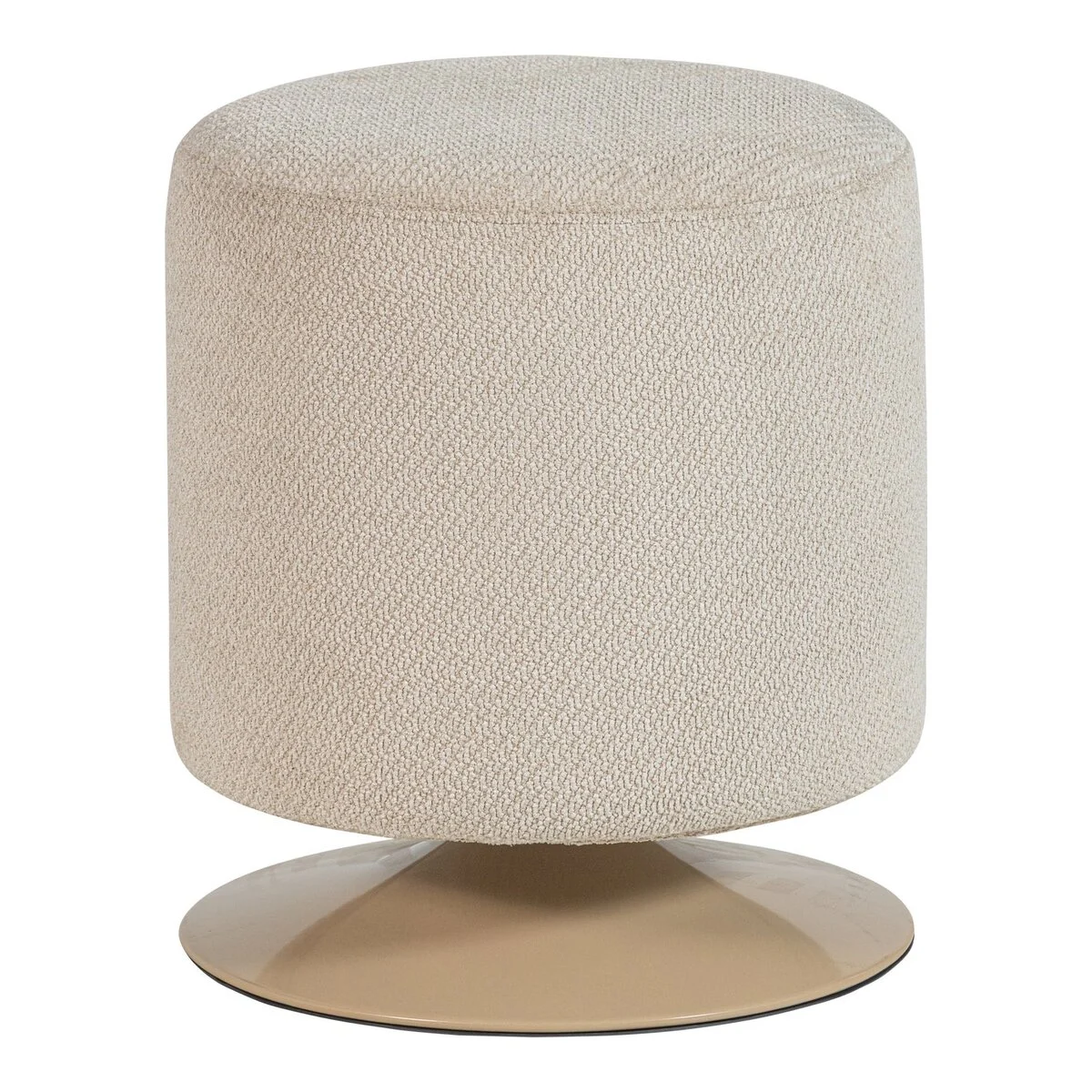Polsterhocker Islen - Bouclé-Stoff Beige, mit Drehfuß