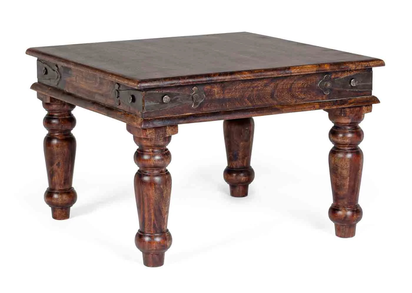 Couchtisch Jaipur aus Akazienholz, klassisches Design, braun, 60x60 cm, robust und pflegeleicht - Bizzotto