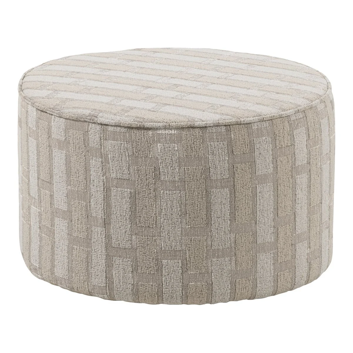Polsterhocker Sarli - Chenille-Stoff Natur-Biege, Ø 60 cm