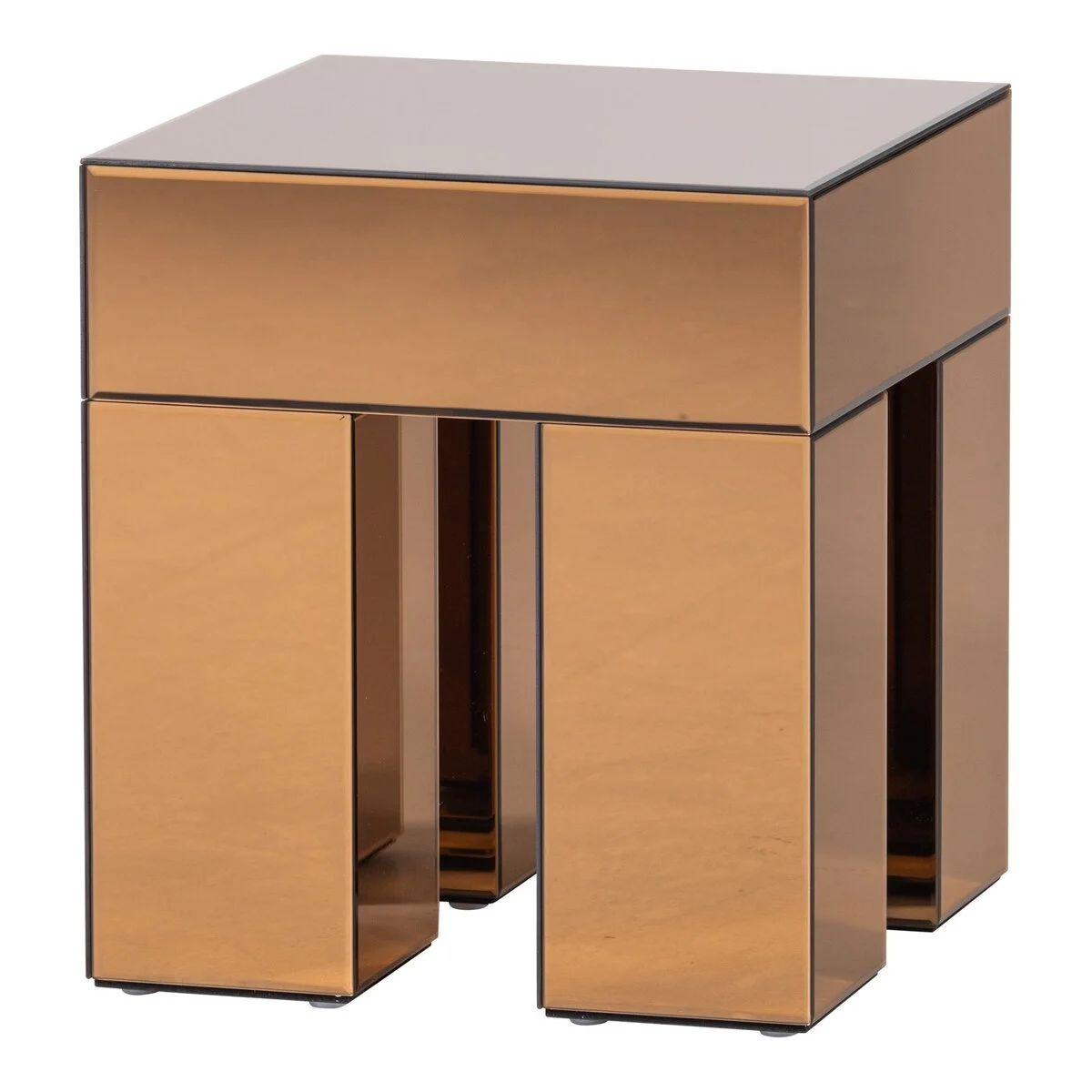 Beistelltisch Mirror - Holz & Spiegelglas Braun, 45 x 45 cm