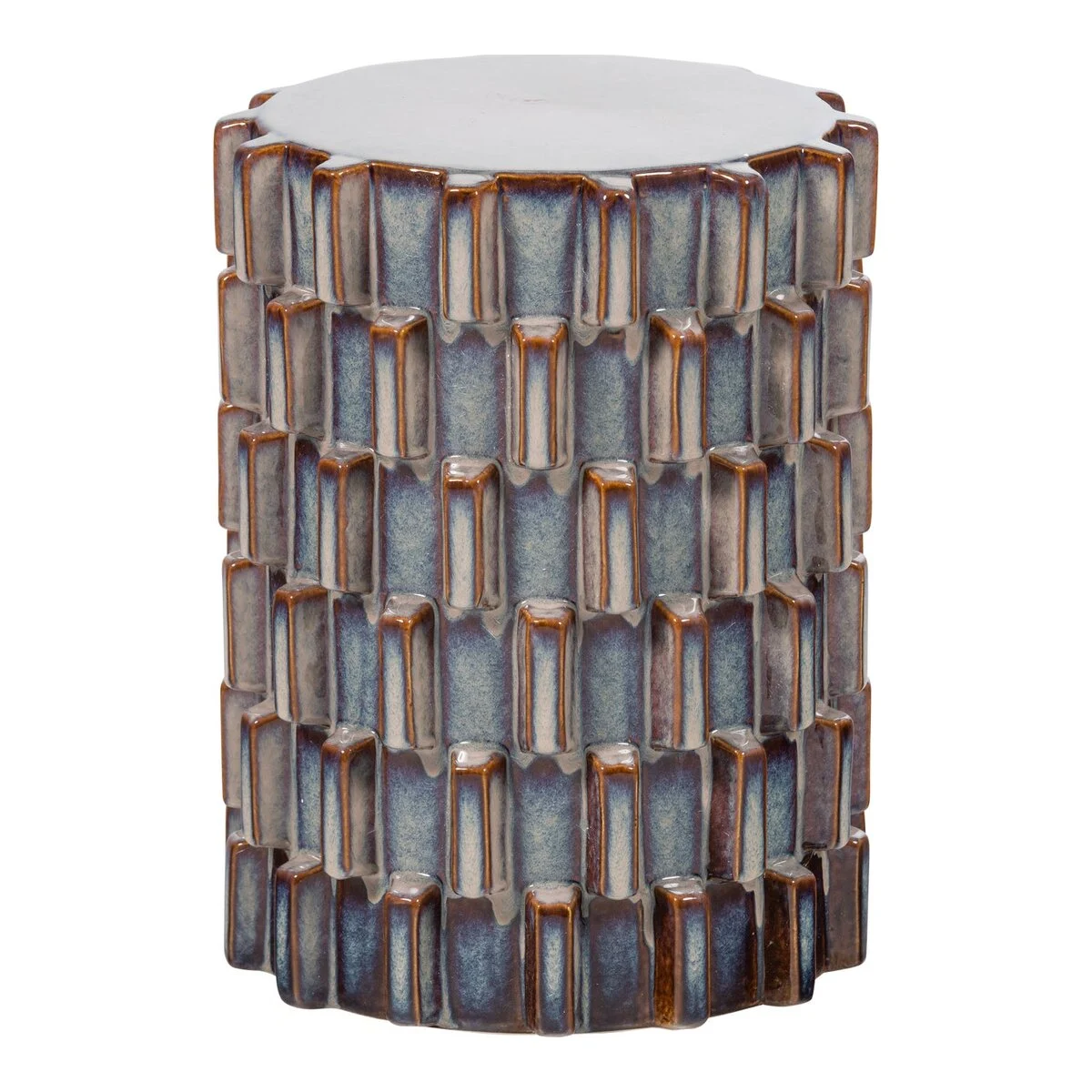 Beistelltisch Axu - Keramik Grau / Blau, Ø 35 cm