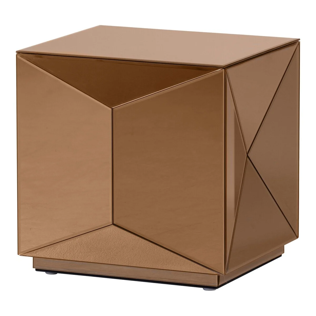 Beistelltisch Glintz - Holz & Spiegelglas Braun, 40 x 40 cm