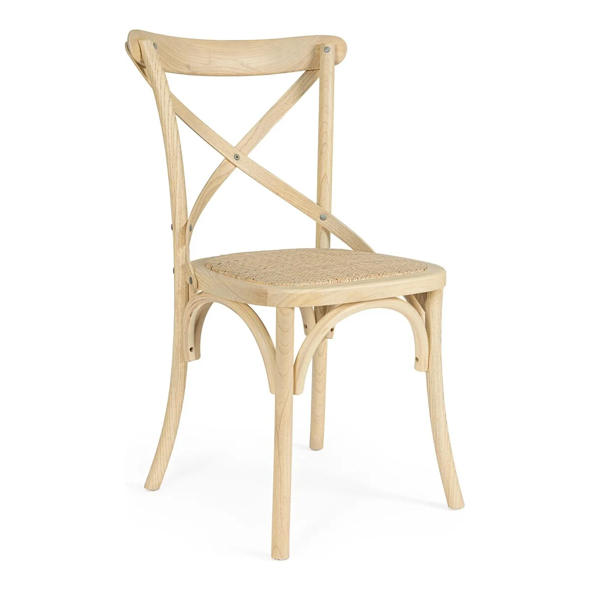 Stuhl Cross aus Ulmenholz und Rattan, klassischer Stil, naturfarben, langlebig und pflegeleicht - Bizzotto