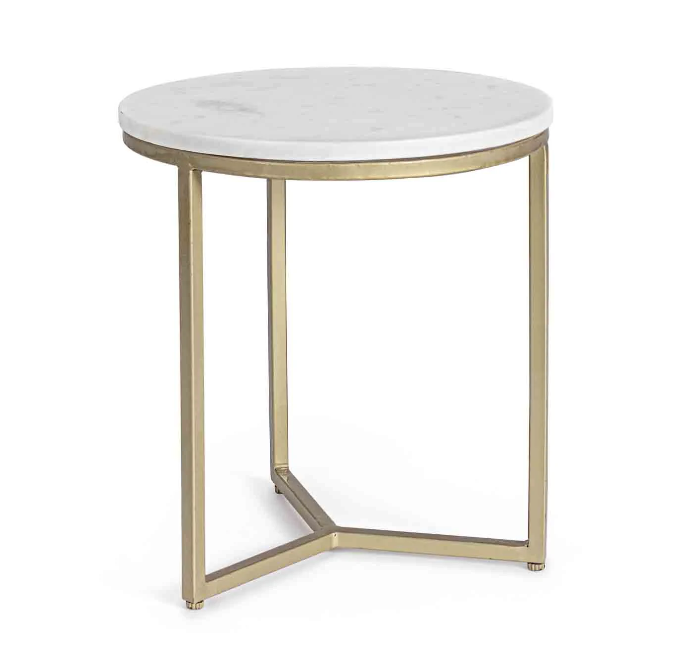 Beistelltisch Phoenix aus Marmor, modernes Design, rund, weiß mit goldfarbenem Gestell - Bizzotto
