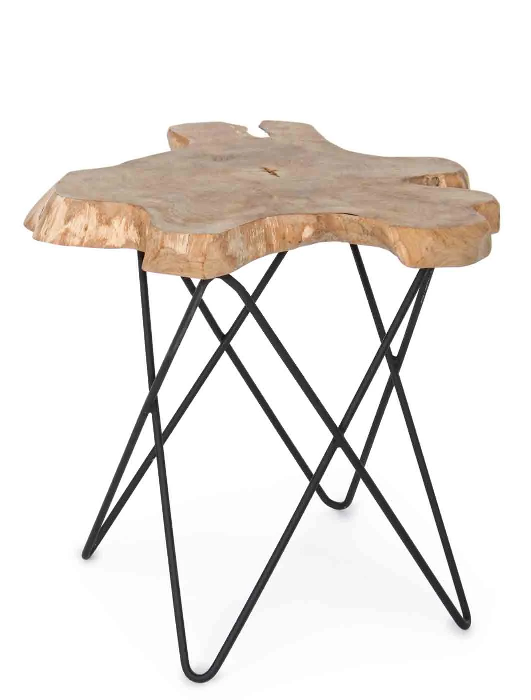 Couchtisch Savanna aus Teakholz, modernes Design mit Metallgestell, schwarz natur, handgefertigt - Bizzotto