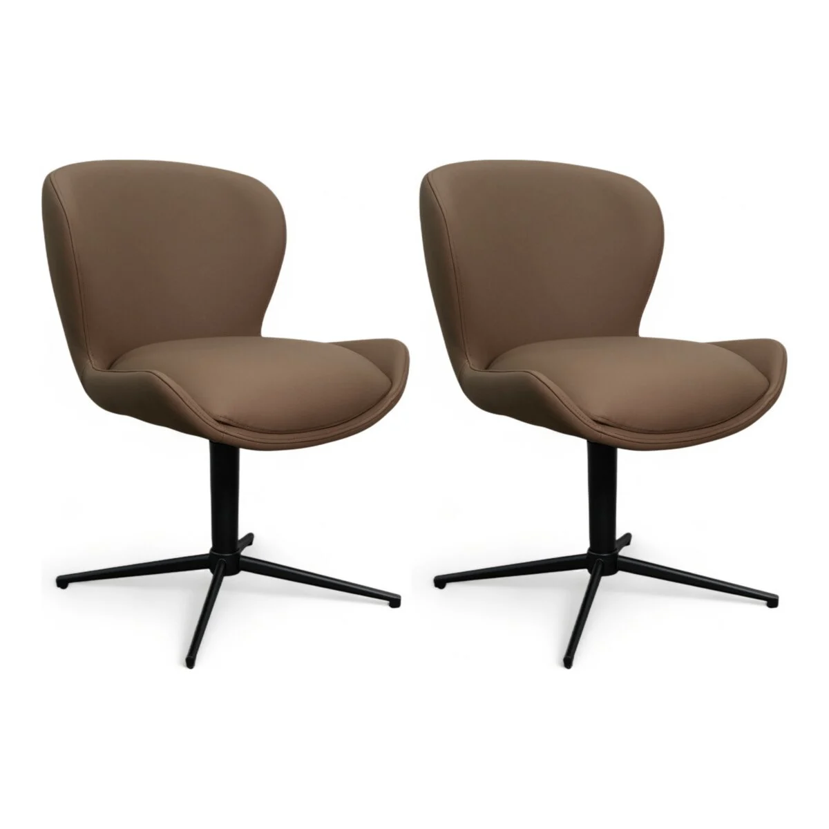 Esszimmerstuhl Salcin 2er-Set aus Leder - mit Dreh-Rückstellfunktion, Taupe