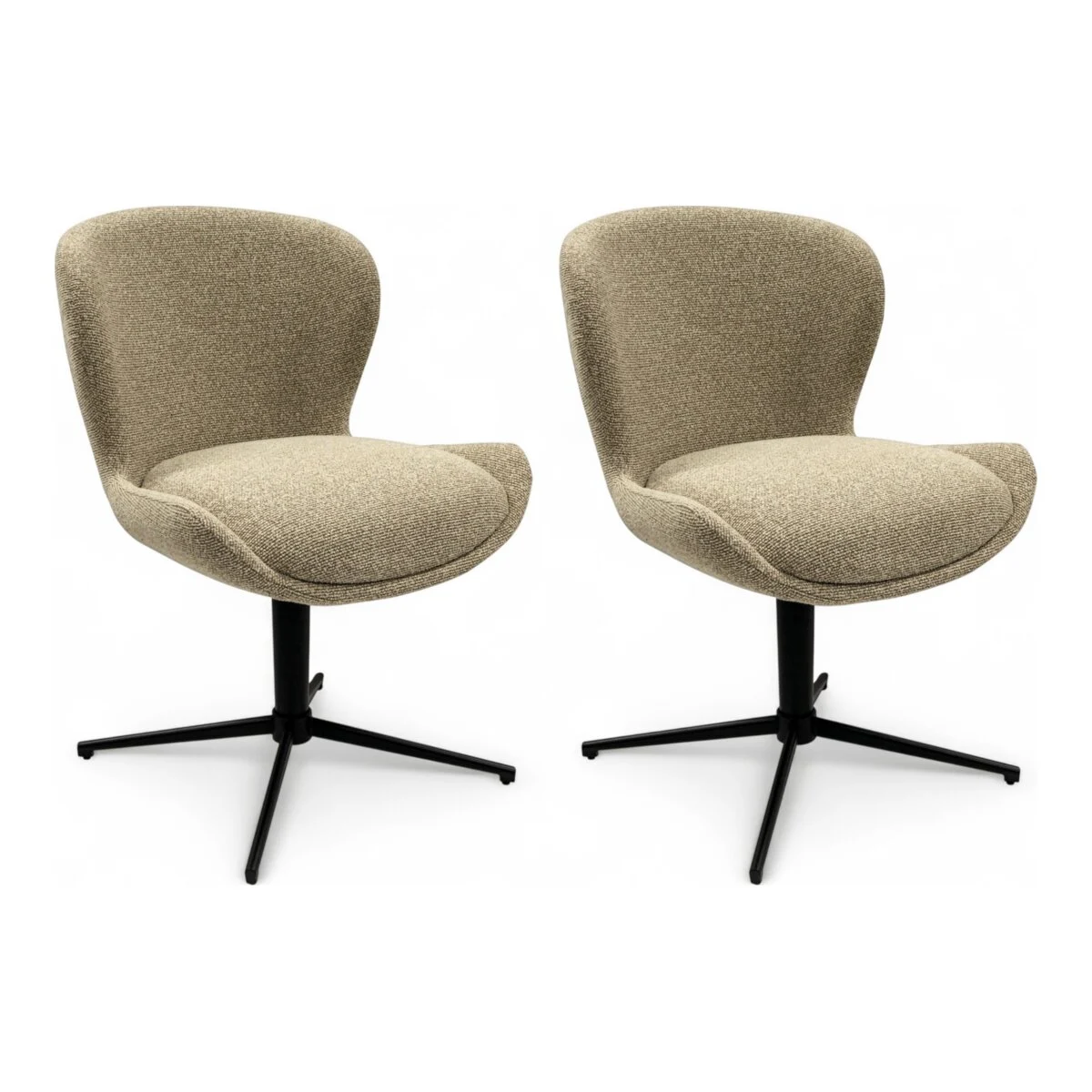 Esszimmerstuhl Salcin 2er-Set aus Boucle-Stoff - mit Dreh-Rückstellfunktion, Beige