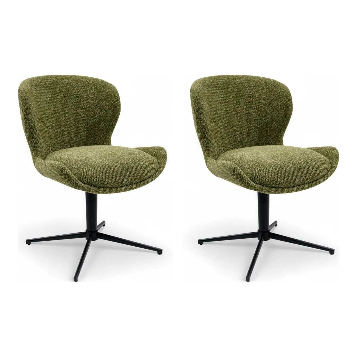 Esszimmerstuhl Salcin 2er-Set aus Boucle-Stoff - mit Dreh-Rückstellfunktion, Grün