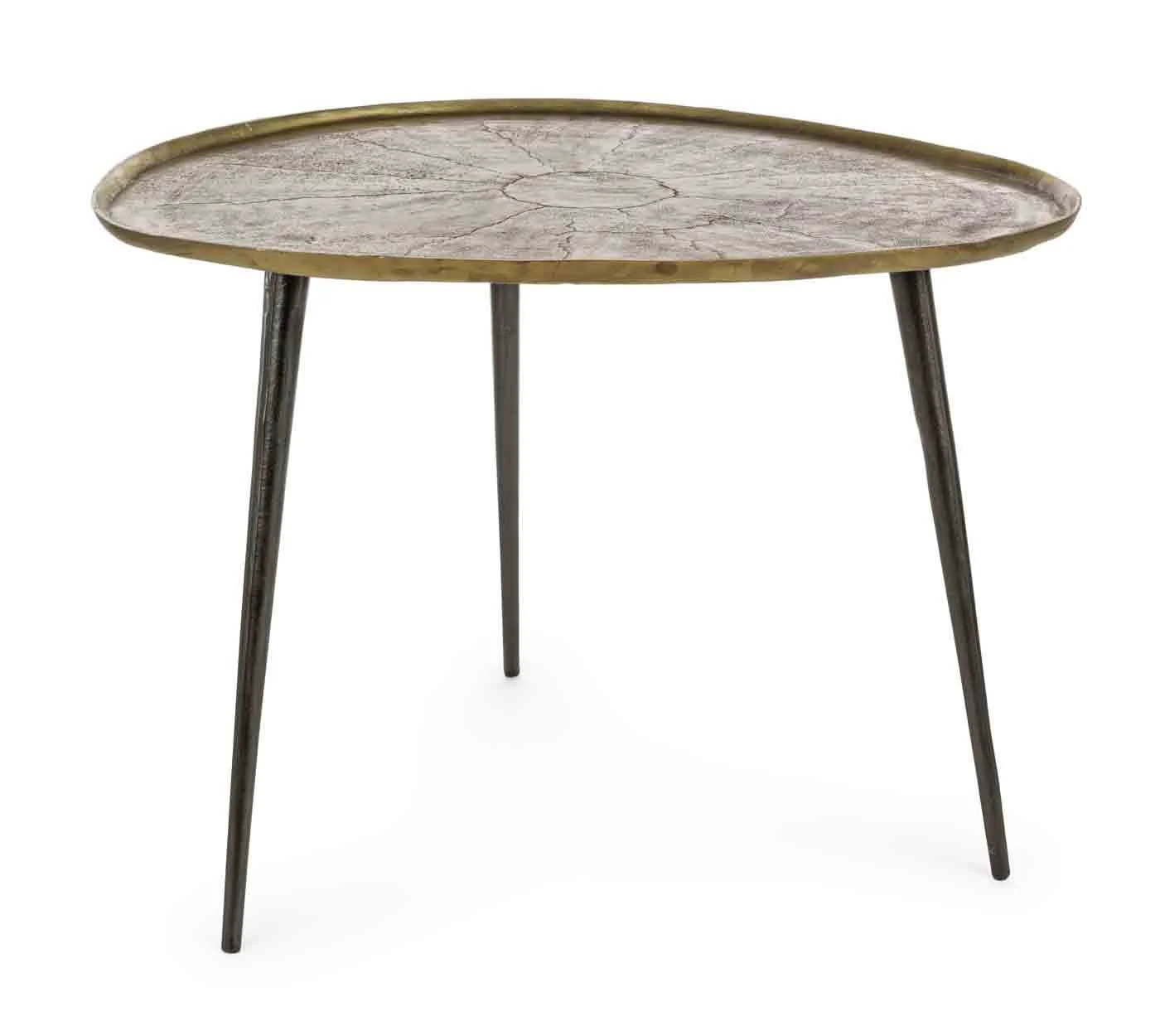 Beistelltisch Karima aus Aluminium, modern organisches Design, goldfarben, 64x72x51 cm, 3 Beine - Bizzotto