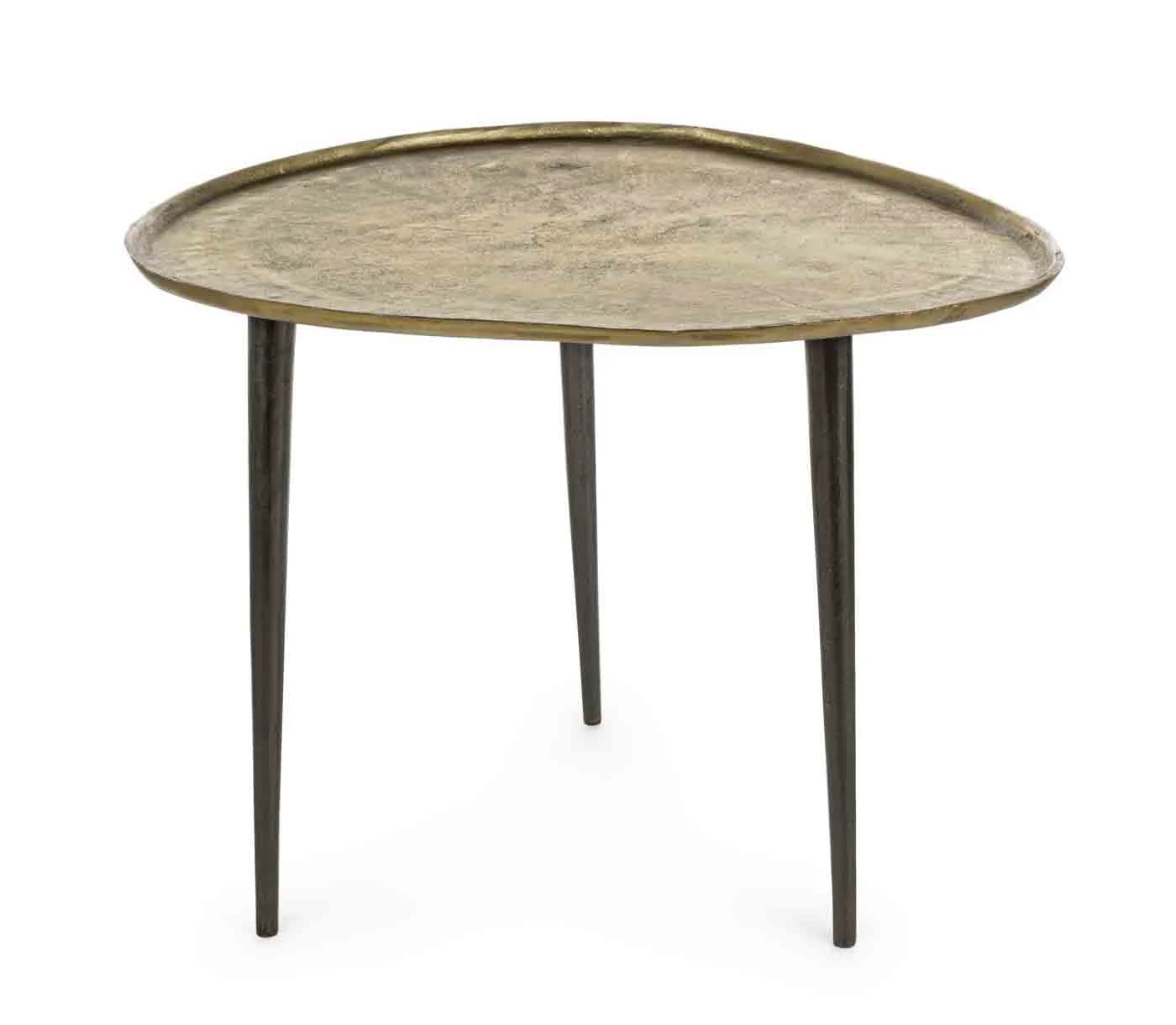 Beistelltisch Karima aus Aluminium, modernes Design, Gold mit schwarzem Gestell, 55x60x45 cm - Bizzotto